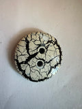 Vintage 1970s-80s White & Black Crackle Veiling Buttons - Large 1 3/8" (Lot of 10)