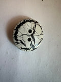Vintage 1970s-80s White Buttons with Black Crackle Veiling Design - Medium 7/8" - Lot of 10