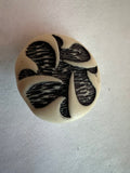 Vintage 1970s-80s Cream & Navy Carved Leaf Shank Buttons - Lot of 20 (1 inch)