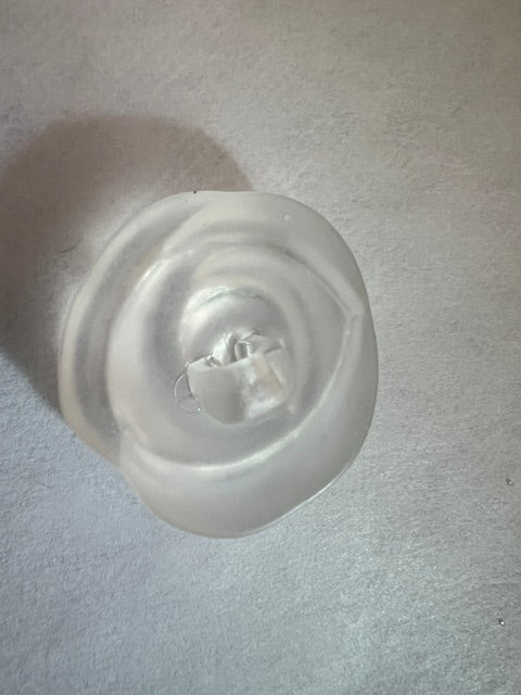 Vintage Frosted Clear Rose Shank Buttons, 1 Inch - Set of 9