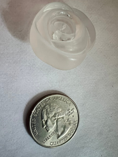 Vintage Frosted Clear Rose Shank Buttons, 1 Inch - Set of 9