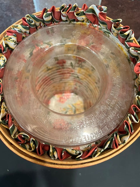 Longaberger 1998 Flower Basket with Red Trim, Floral Liner & Protector