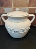 Longaberger Pottery Woven Traditions Two-Handle Cookie Jar with Lid - Dresden Blue