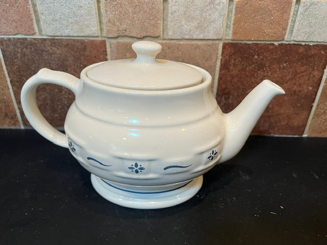 Longaberger Pottery Blue Dresden Teapot with Lid - Never Used