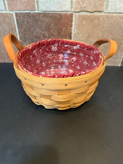 1996 Longaberger Button Basket with Red Fabric Liner & Plastic Protector