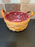 1996 Longaberger Button Basket with Red Fabric Liner & Plastic Protector