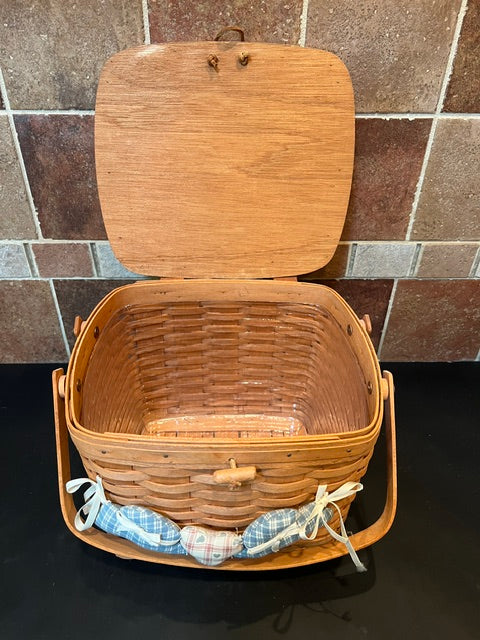 1990 Longaberger Hostess Weekender Basket - Signed KSB with Lid & Liner