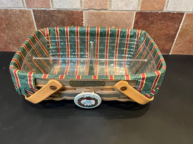 1996 Longaberger Holiday Cheer Basket - Complete with Liner & Divided Protector