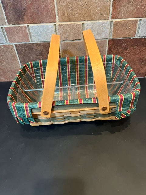 1996 Longaberger Holiday Cheer Basket - Complete with Liner & Divided Protector