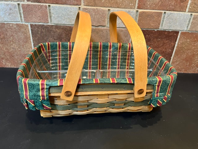 1996 Longaberger Holiday Cheer Basket - Complete with Liner & Divided Protector