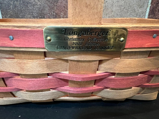 Longaberger 1990 Christmas Collection Gingerbread Basket with Plastic Liner