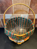 Longaberger 1997 Christmas Collection 6-Sided Basket with Liner, Protector & Ceramic Tie-On