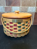 Longaberger 2003 Christmas Collection Caroling Basket with Lid, Liners & Plaque