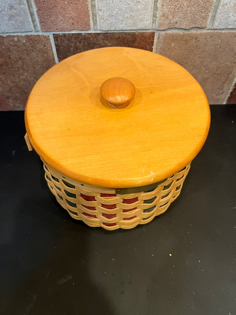 Longaberger 2003 Christmas Collection Caroling Basket with Lid, Liners & Plaque
