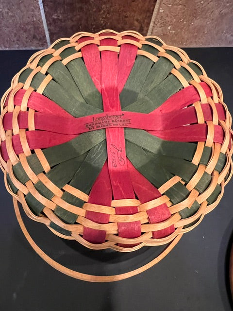 Longaberger 2003 Christmas Collection Caroling Basket with Lid, Liners & Plaque
