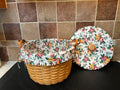 Longaberger 1996 Large Corn Basket with Garden Splendor Fabric Liner & Lid