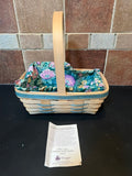 Longaberger 1993 Large Easter Basket with Floral Liner & Wooden Handle