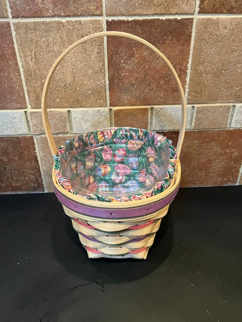 Longaberger 1995 Easter Basket with Original Easter Egg Fabric Liner
