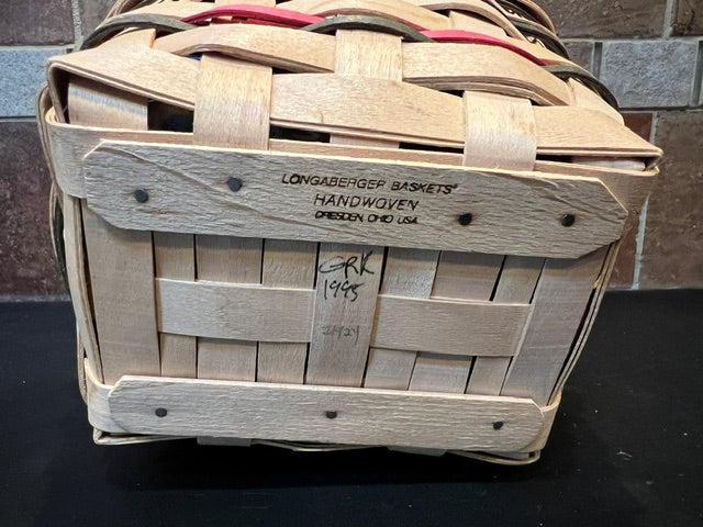 Longaberger 1995 Easter Basket with Original Easter Egg Fabric Liner