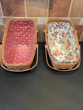 Longaberger Medium Vegetable Baskets - Set of 2 (1989, Signed) with Fabric & Plastic Liners