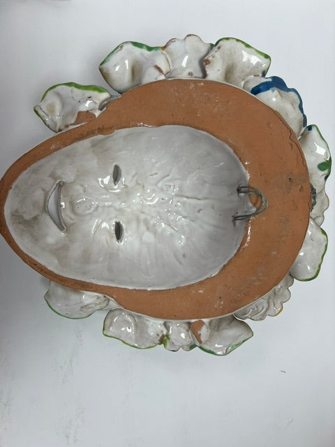 Vintage 1980s Italian Hand-Painted Ceramic Bacchus Wall Mask - Spring, Florence Italy