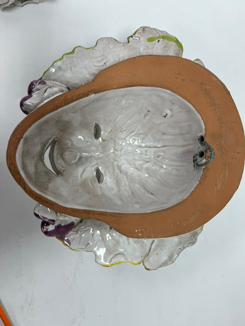 Vintage Italian Hand-Painted Ceramic Bacchus Grape Wall Mask (Florence, 1980s)