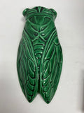 Handmade Green Ceramic Cicada Wall Pocket Planter - Oversized, Signed