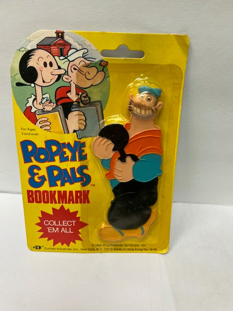 1980 Popeye & Pals Bluto (Brutus) Bookmark Toy - Sealed on Card