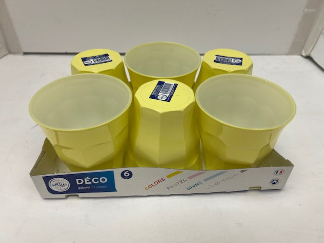 Duralex Déco Yellow Tempered Glass Tumblers - Set of 6 (New, Made in France)