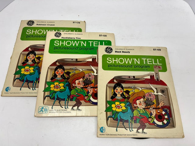 Vintage 1960s GE Show 'N Tell Picturesound Programs - Green Children's Classics Set (4 pcs)