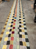 Vintage 1990s Indian Silk-Poly Patchwork Sheer Tapestry / Sari Cloth Table Runner - 43" x 256"