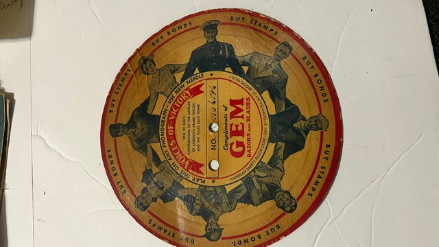 1940s WWII "Voices of Victory" Cardboard Record - Gem Razors and Blades