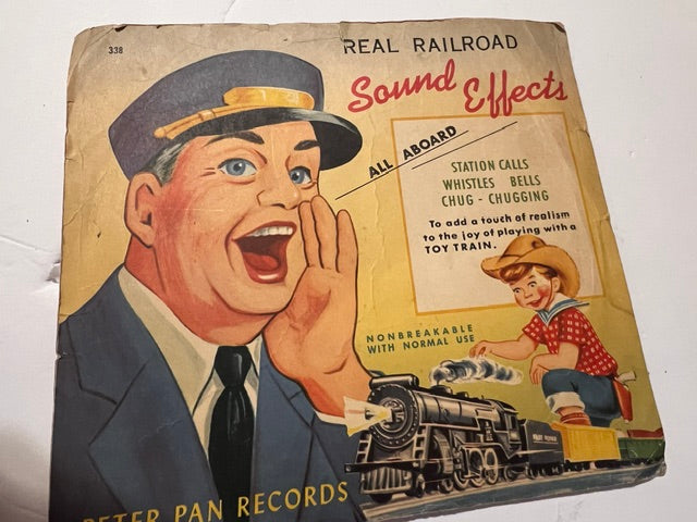 1953 Peter Pan Records "Real Railroad Sound Effects" Red Vinyl Kids Record