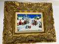 Eszter Gyory Original Oil Painting - Rare Early Folk Art Snow Scene, Signed & Framed
