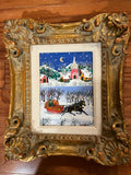 Rare Eszter Gyory Original Oil Painting - Early Folk Art Winter Snow Scene, Signed & Framed