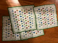 Vintage Kentucky Derby Textile Set - 7 pcs Pomegranate Cotton Placemats & Embroidered Fringe Towel