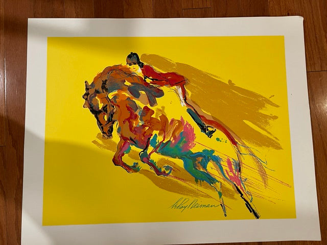LeRoy Neiman "Show Jumper" Vintage 1980s Equestrian Art Print — 28" x 22.5"