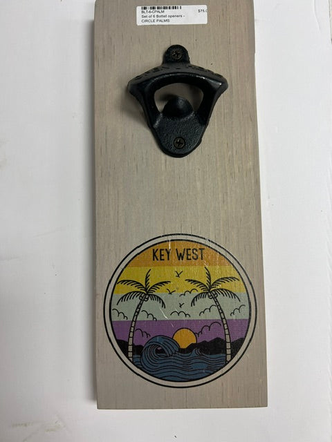 Key West Wall-Mount Bottle Opener - Palm Tree Sunset Design