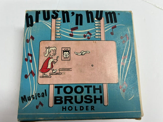 Vintage 1950s Brush 'n Hum Musical Toothbrush Holder in Original Box