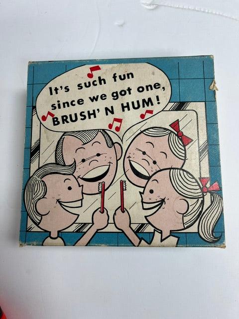 Vintage 1950s Brush 'n Hum Musical Toothbrush Holder in Original Box