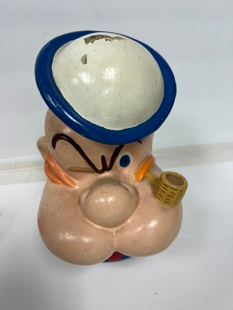 Vintage Popeye Chalkware Bank - Large Rare Carnival Chalk Figure