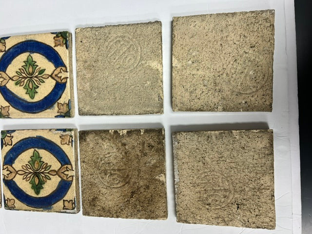 1930s American Encaustic Tiling Co. (AET) Matched Set of 8 Tiles + 1 Free — 6" x 6" Vintage