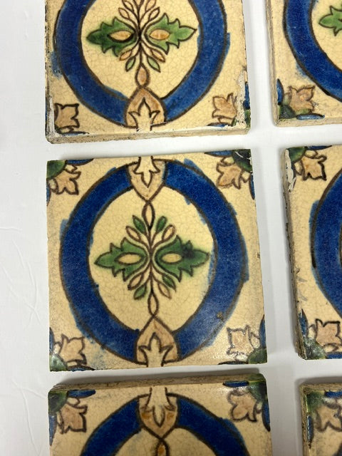 1930s American Encaustic Tiling Co. (AET) Matched Set of 8 Tiles + 1 Free — 6" x 6" Vintage