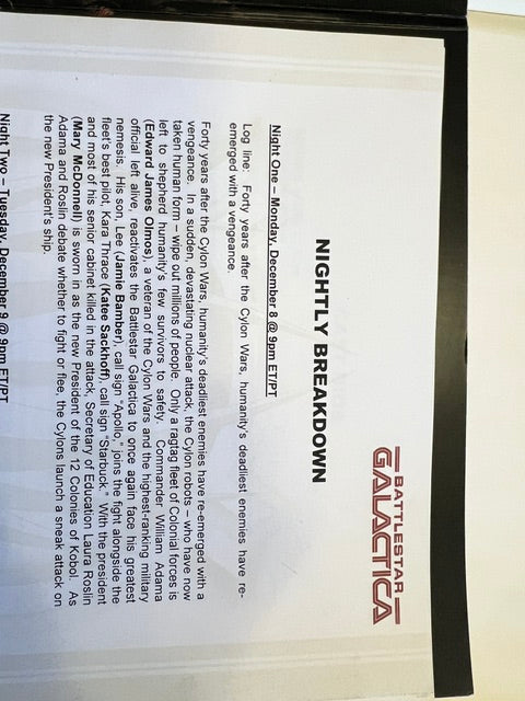 Rare Battlestar Galactica 2003 Miniseries TV Critics Press Kit / Promo Folder (Sci Fi Channel)
