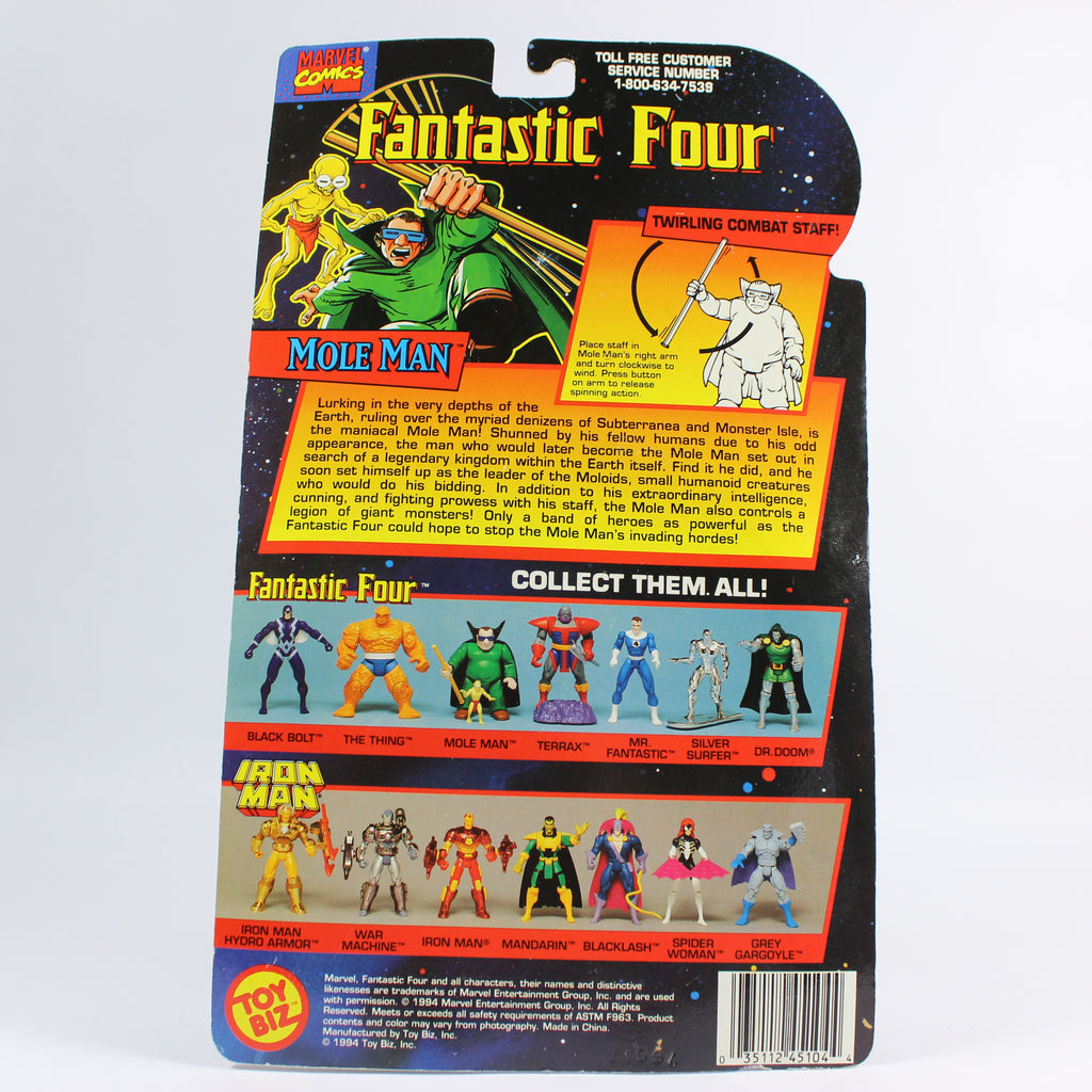 Fantastic Four: Mole Man with Twirling Combat Staff, Marvel Comics, Toybiz, 1994 - Image 5