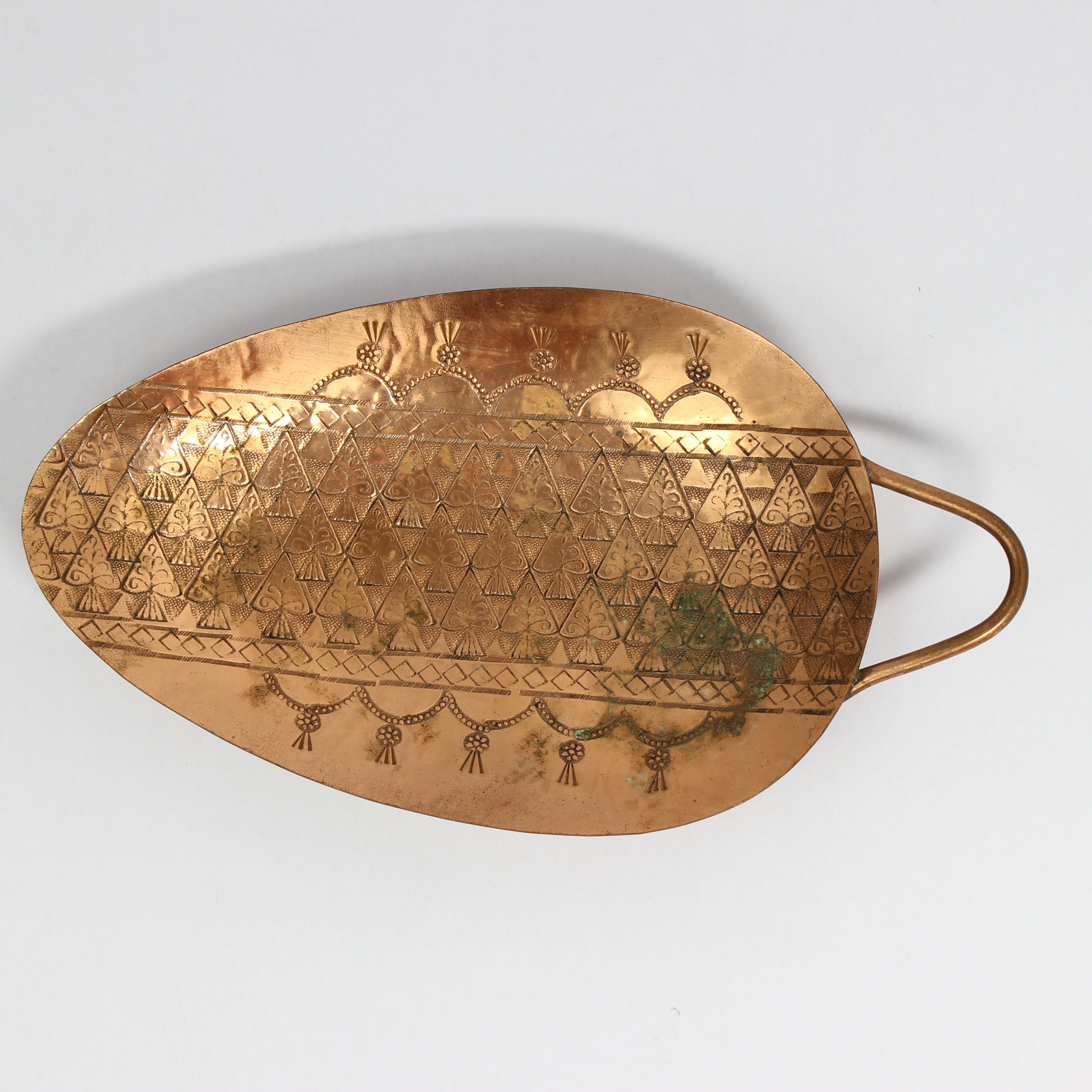 Vintage Messica Tray Etched Copper Teardrop Shape (Middle East, Israel)