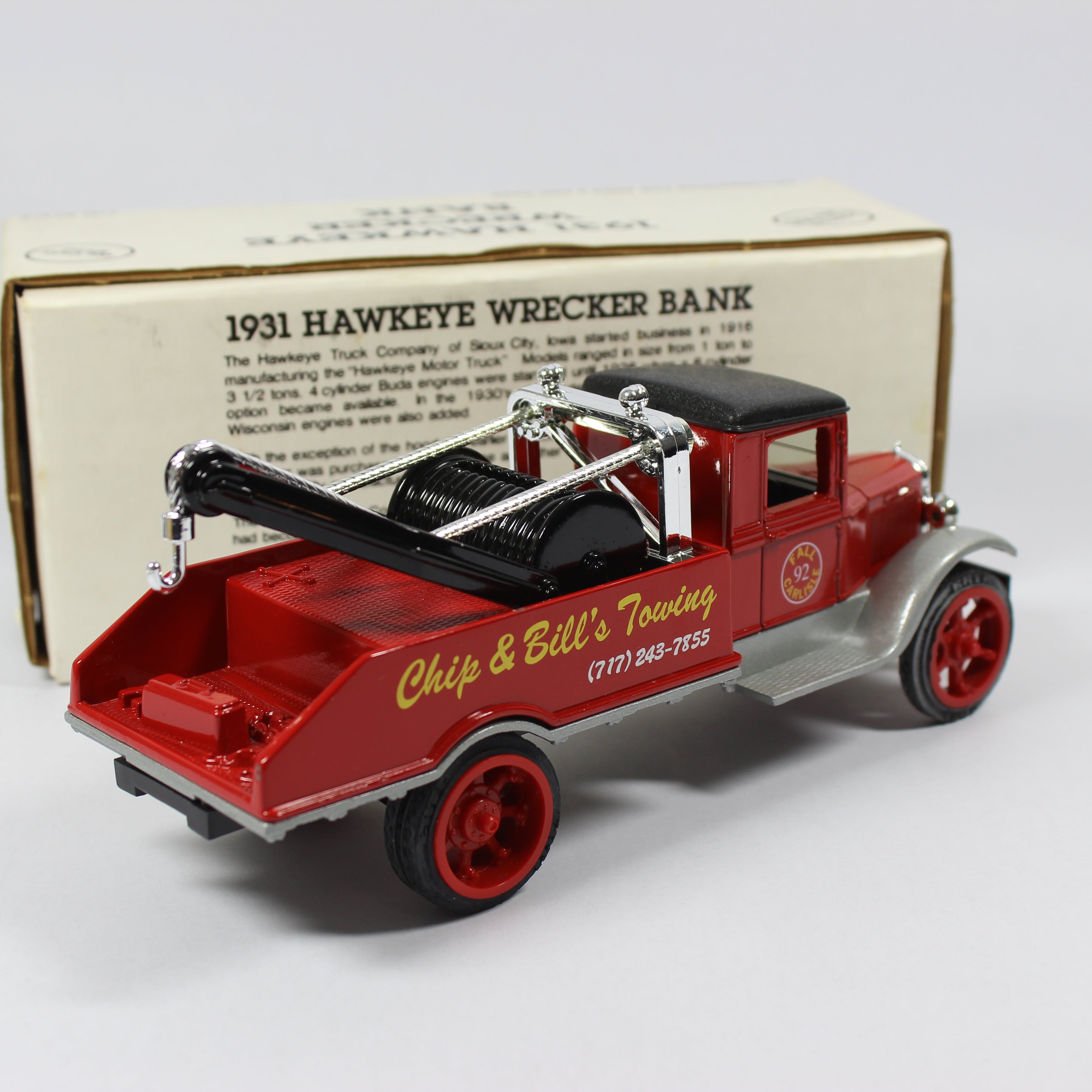 1931 Hawkeye Wrecker Bank - Chip & Bill's Towing (1991) - Image 4