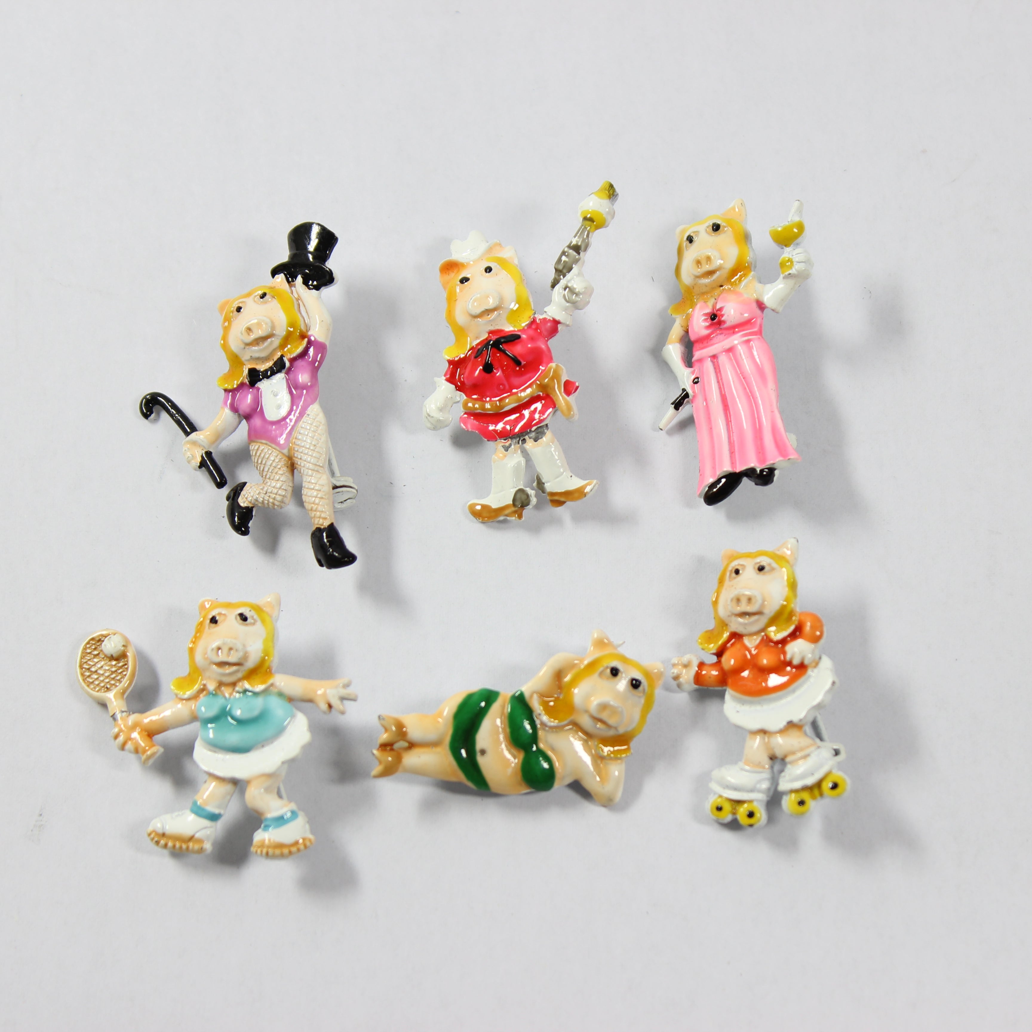 Miss Piggy Enamel Brooch Pin Set of 6