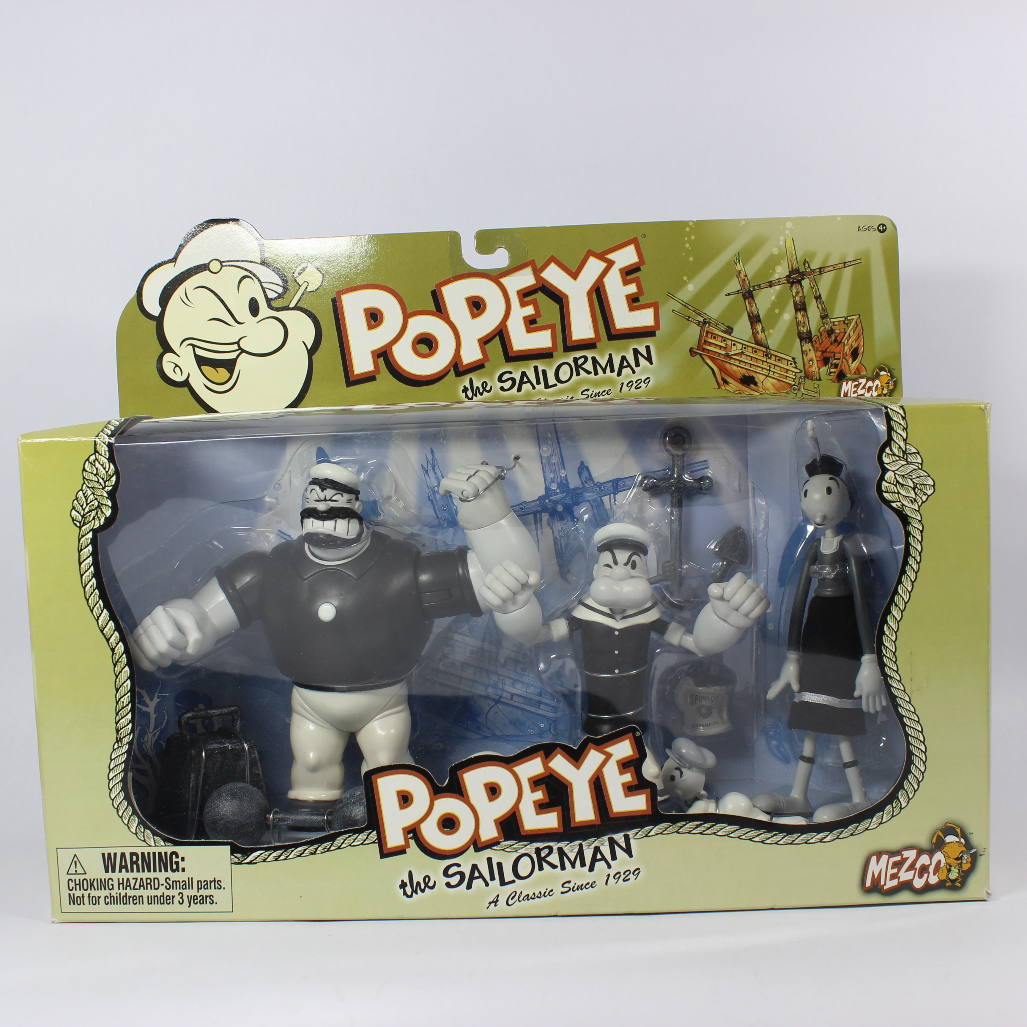 Popeye the Sailorman Action Figure Set - Black and White (2002)