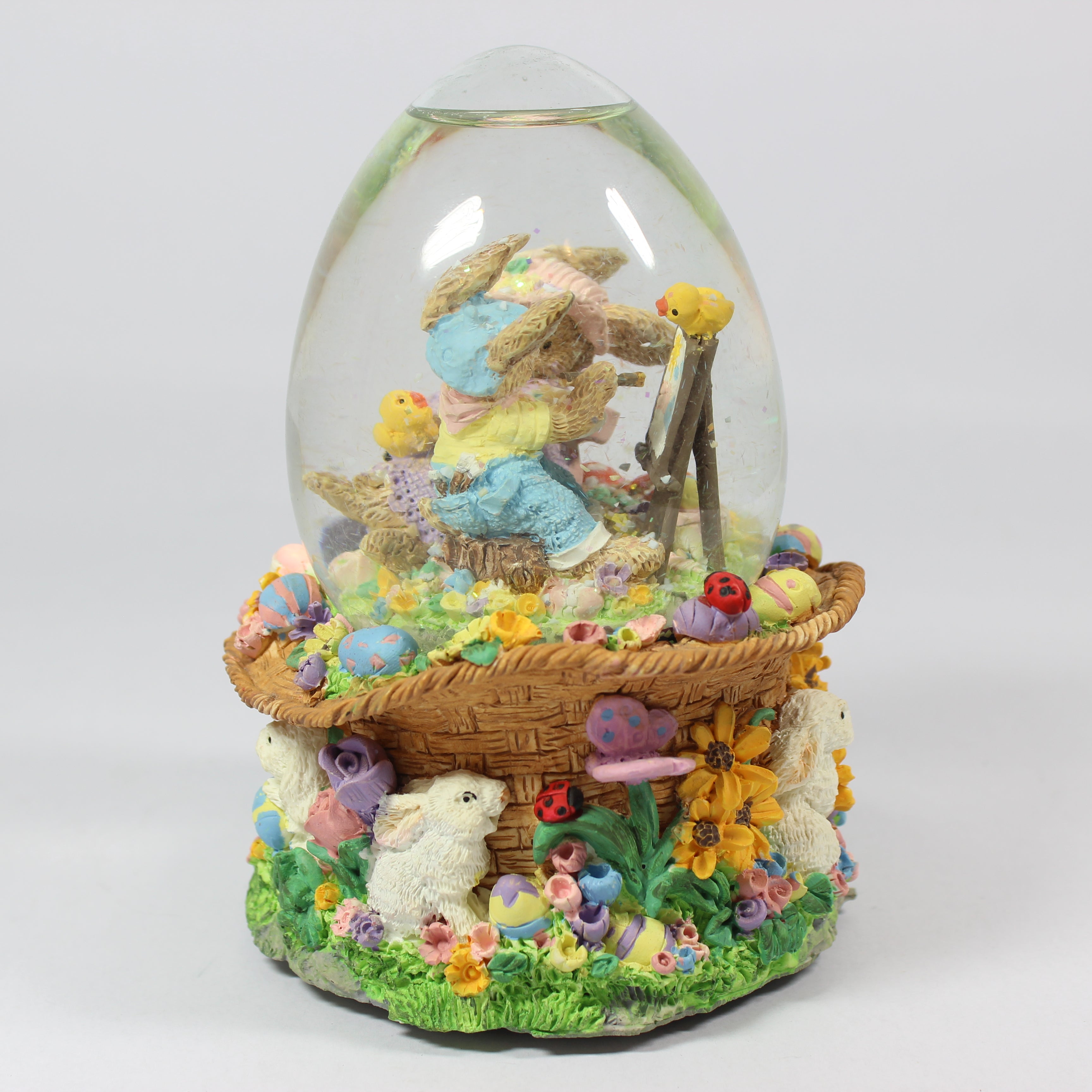Spring Water Globe Easter Bunny - Egg Shaped Glass Dome (1990) - Image 2